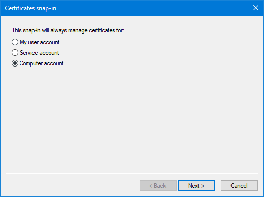 Add/Remove Snap-in Dialog